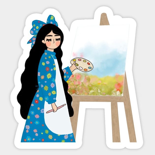 Painting girl Sticker by hayouta shop